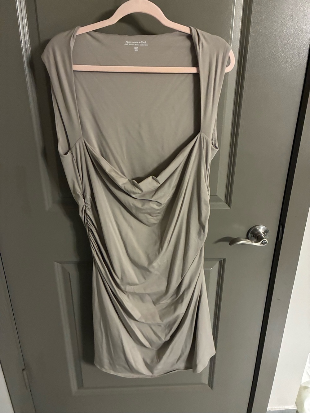 Abercrombie & Fitch Olive-Taupe Draped Cowl Mini Dress